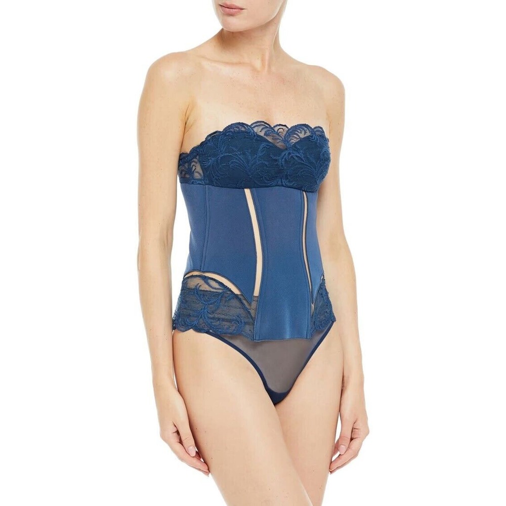 La Perla Zephyra Padded Lace Corset Bustier 4 Blue Intimates Sleepwear NWT $1308 - Picture 2 of 16